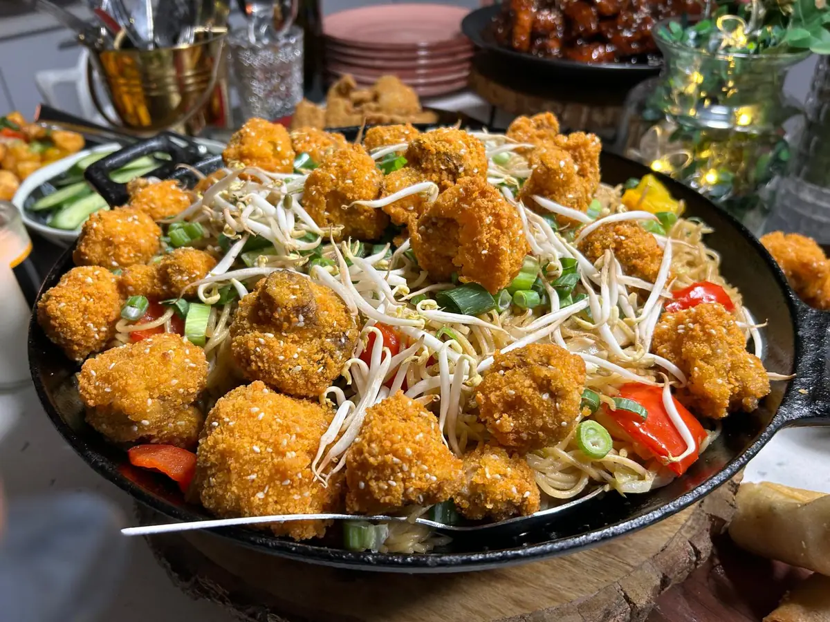 Prepared sprout dish served at a community meal