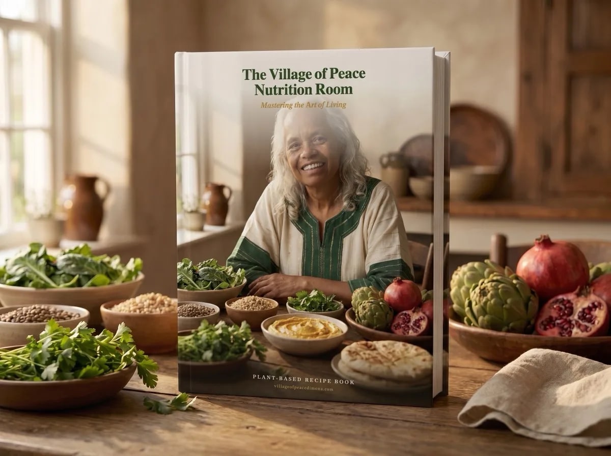 Mockup of The Village of Peace Nutrition Room recipe book